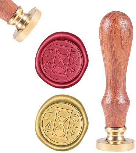 Sealing Wax Stamps Sand Clock Retro Wood Stamp Wax Seal Removable Brass Seal for Envelope Invitation Wedding Embellishment Bottle Decoration