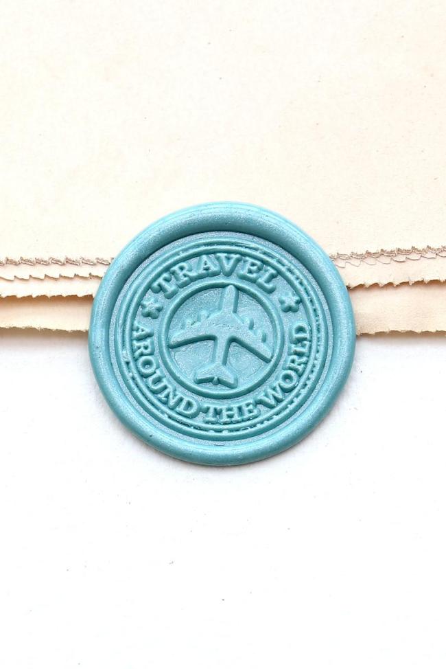Travel Plane wax Seal Stamp /travel around the world wax seal kit / Wax Sealing Stamp kit /wedding wax seal stamp