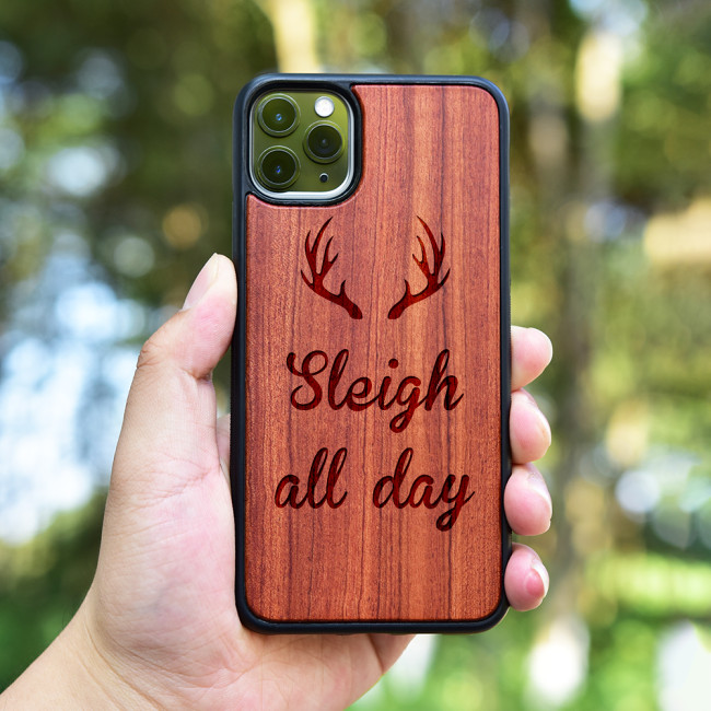 Sleigh All Day Wood iPhone Case Personalized iPhone Case Carved Wooden Samsung Case Worldwide Free Shipping