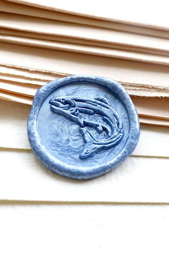 Salmon Wax Seal Stamp /Fishing wax seal Stamp kit /Custom Sealing Wax Stamp/wedding wax seal stamp/Christmas Gift