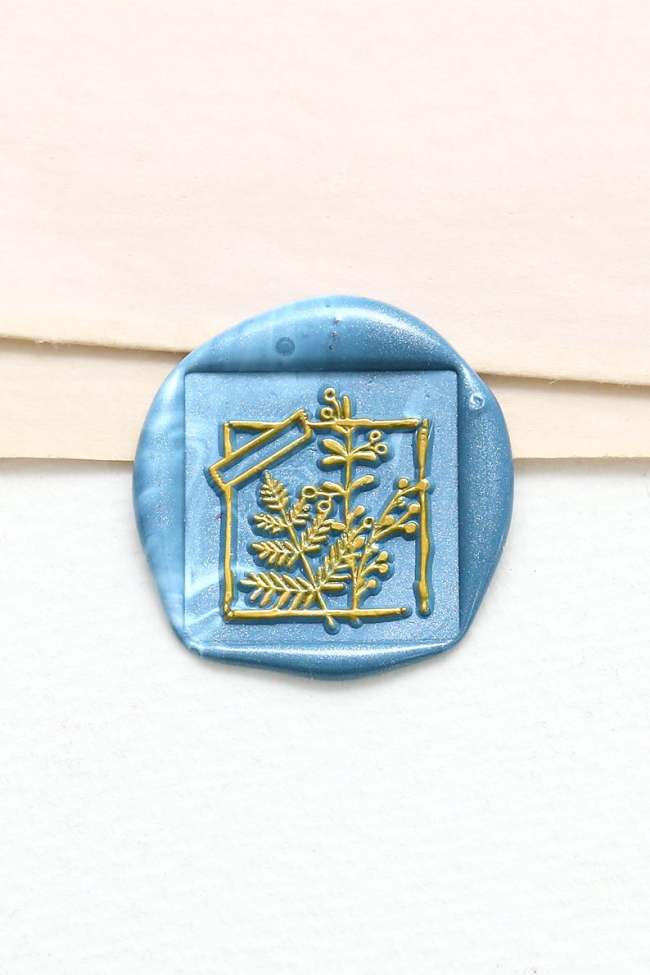 Botanical leaf Wax seal stamp /square Wax seal Stamp kit /Custom Sealing Wax Stamp/wedding wax seal stamp