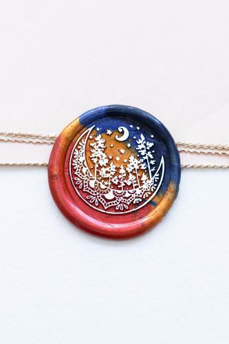 Mandalas moon trees Wax Seal Stamp /forest night wax seal Stamp/Custom Sealing Wax Stamp/wedding wax seal stamp