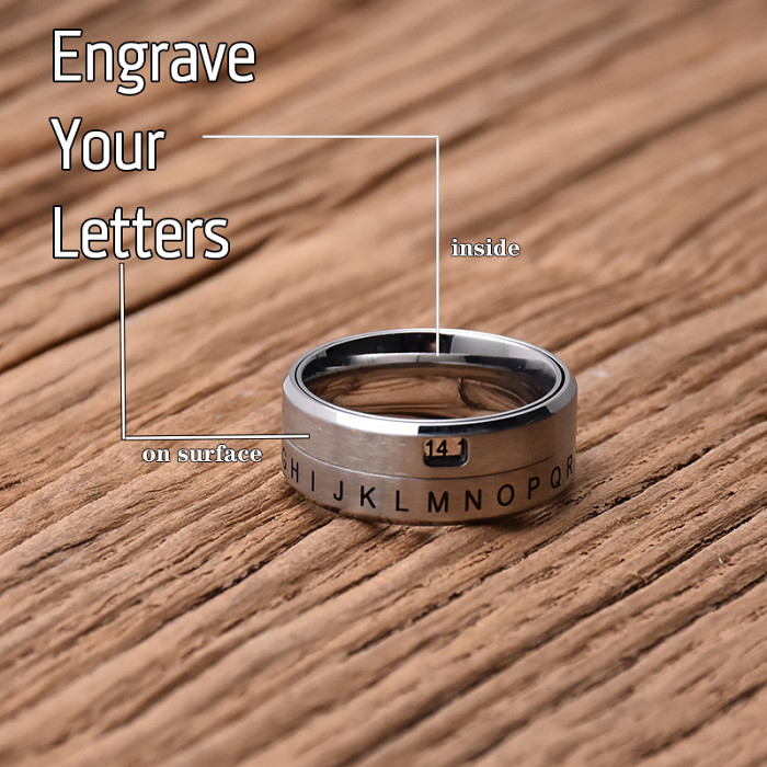 Rotatable Secret Decoder Ring Unisex Personalized Ring Jewelry