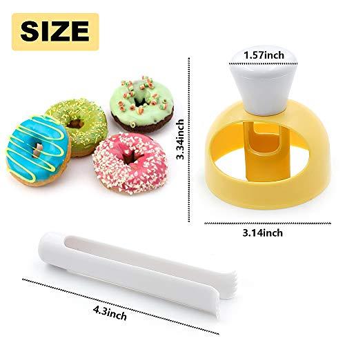 Donut Mould Maker,2 Pack Donut Hole Cutter 3 inch,Donut Cutter with Dipping Plier,DIY Donut Biscuit Cake Mould Cutter for Decorating,Non-Stick Mold Baking Tools Kitchen Bread Desserts Cutter
