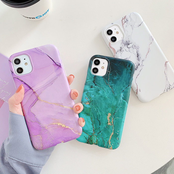 Watercolor Gold Ore Marble iPhone Case for Apple iPhone 7 - iPhone 12 Pro Max Gift for Women Free Shipping