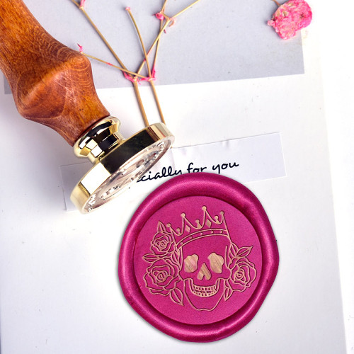 Rose & Crown Skull Sealing Wax Stamps, Retro Wood Stamp Wax Seal