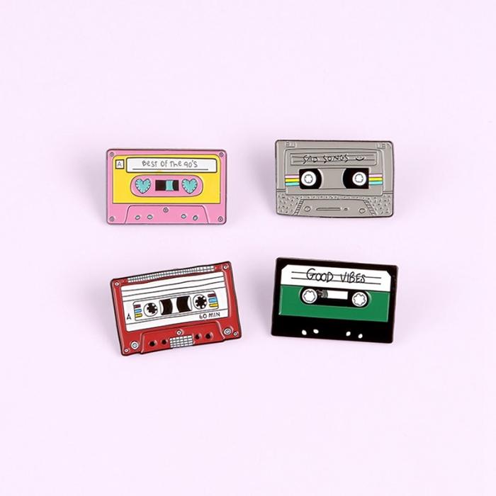 Cassette Tape Badge Pins Gifts for 1980s 1990s Buy 4pcs Free Shipping Good Vibes