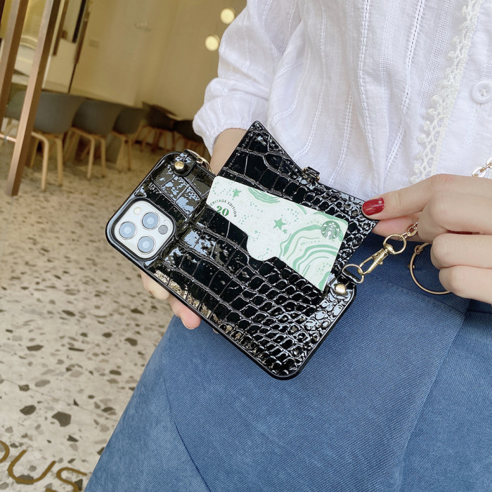 Crocodile iPhone Case iPhone 12 Pro Max Handbag Case Crocodile Lanyard Case