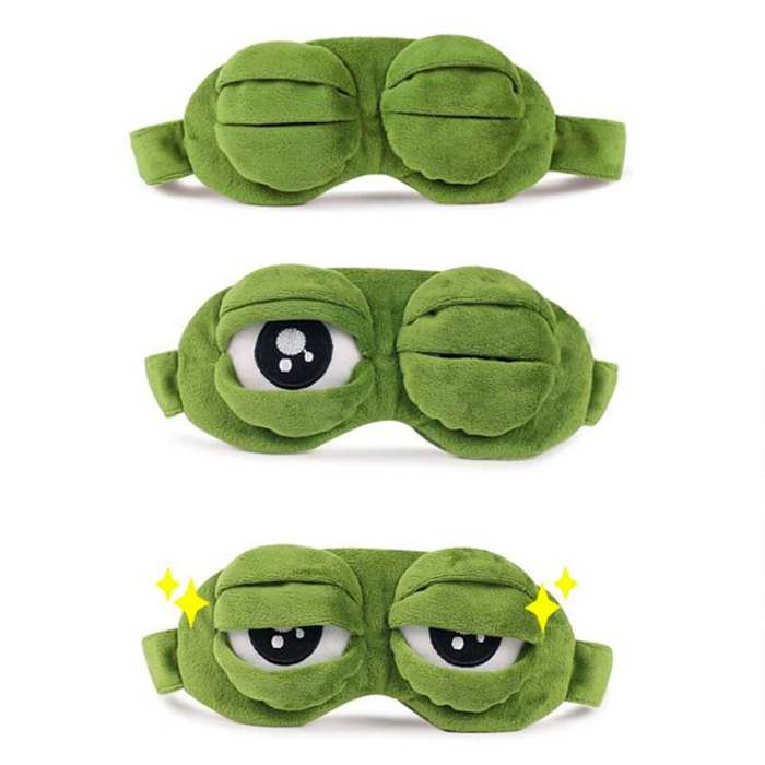 3D Plush Frog Eye Mask Sad Frog Travel Sleeping Eye Mask Green Gifts for Women