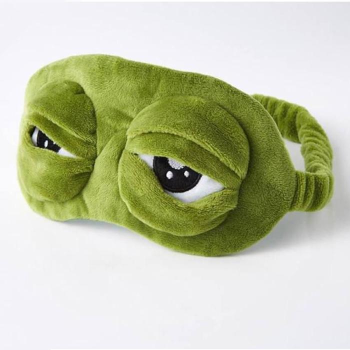 3D Plush Frog Eye Mask Sad Frog Travel Sleeping Eye Mask Green Gifts for Women