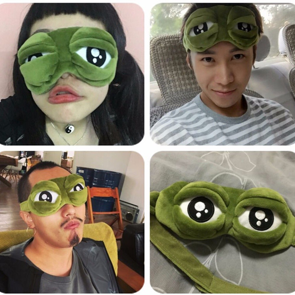 3D Plush Frog Eye Mask Sad Frog Travel Sleeping Eye Mask Green Gifts