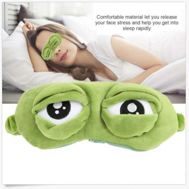 3D Plush Frog Eye Mask Sad Frog Travel Sleeping Eye Mask Green Gifts
