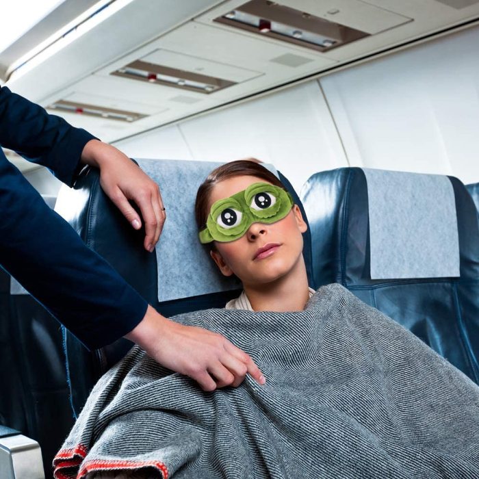 3D Plush Frog Eye Mask Sad Frog Travel Sleeping Eye Mask Green Gifts for Women