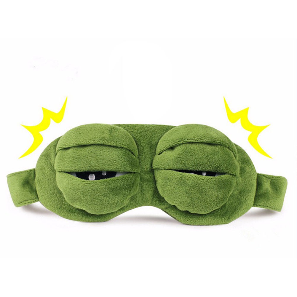 3D Plush Frog Eye Mask Sad Frog Travel Sleeping Eye Mask Green Gifts for Women