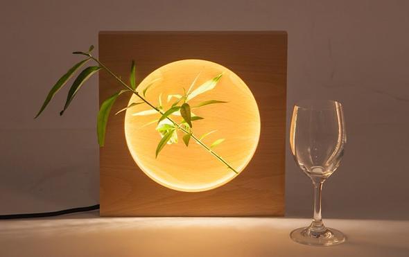 Beech Wood LED Moon Lamp Full Moon Hyun Moon Night Light Bedroom LED Light Wooden Home Decor