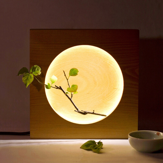 Beech Wood LED Moon Lamp Full Moon Hyun Moon Night Light