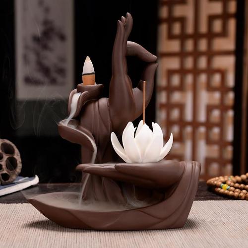 Zen Incense Burner White Lotus Backflow Incense Burner Gifts for Home