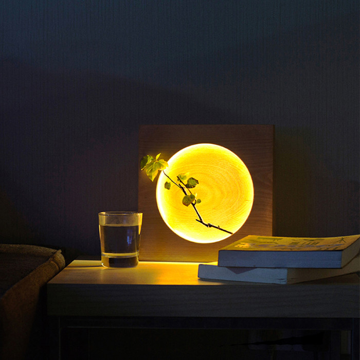 Beech Wood LED Moon Lamp Full Moon Hyun Moon Night Light