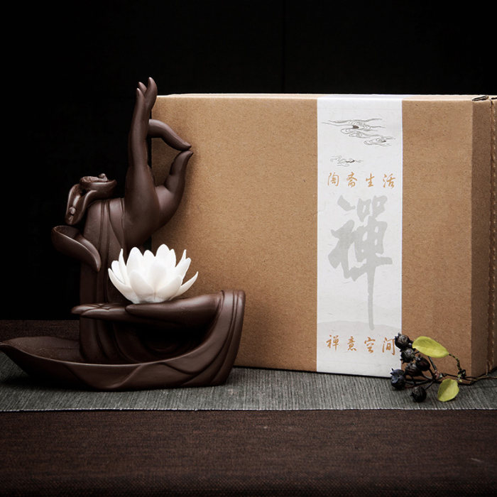 Zen Incense Burner White Lotus Backflow Incense Burner Gifts for Home for Grandfather Grandmother : Veasoon