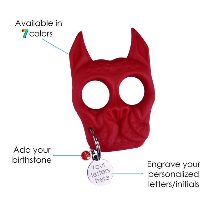 Brutus Bulldog Self Defense Keychain Defense Tools Personalized Birthstone Gifts for Women Her Girls : Veasoon