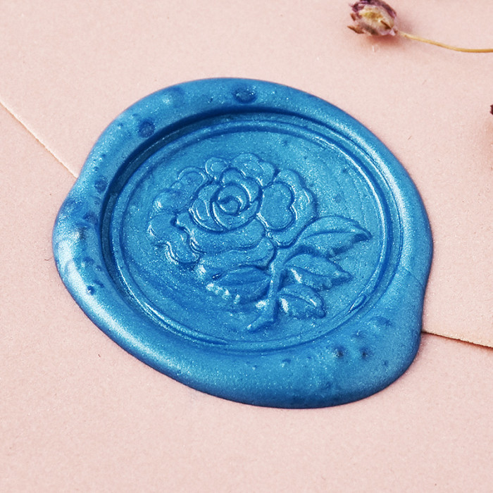 Blue Rose Wax Seal Stamp Rose Sealing Wax Stamp Kit Personalized Brass Stamp