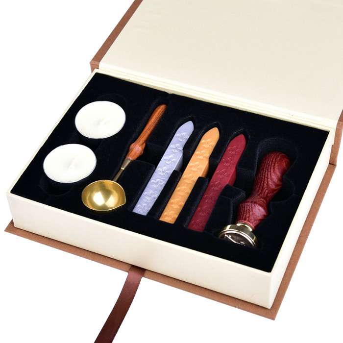 Mushroom Wreath Wax Seal Stamp Kit, Sealing Brass Stamper Gift Box Set with Removable Handle, All in One Beginner DIY Kit with Wax Beads & Candle