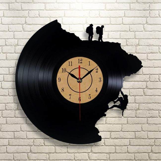 Creative Vinyl Record Wall Clock Climbing Art Clock Quartz Clock Gifts for Climbing Lovers