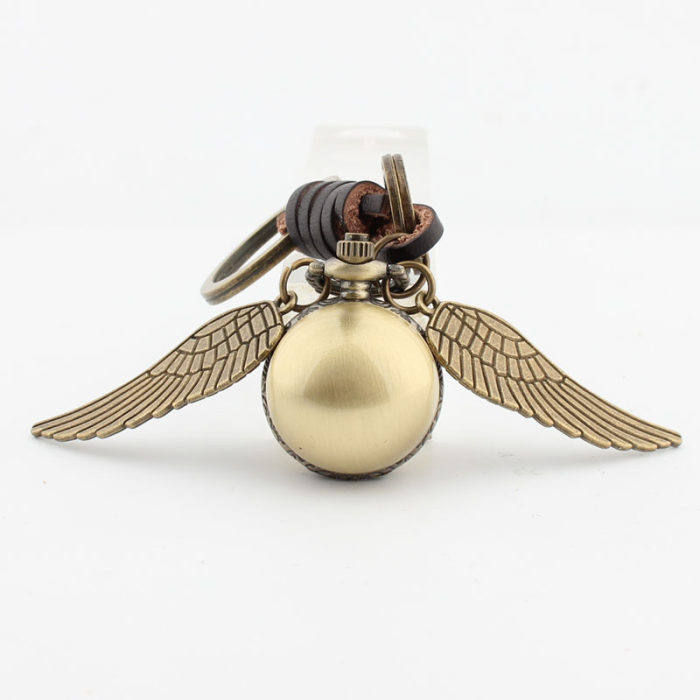 Ball With Wings Pocket Watch Keychain Classic Brass Watch Personalized Gifts for Men