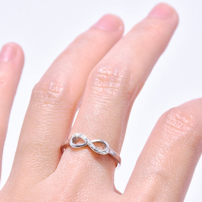 Rhinestone 925 Silver Infinity Ring Personalized Jewelry