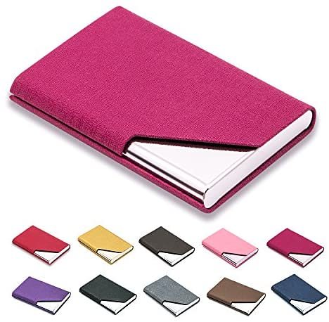 Business Name Card Holder Luxury PU Leather & Stainless Steel Multi Card Case,Business Name Card Holder Wallet Credit Card ID Case/Holder for Men & Women - Keep Your Business Cards Clean (Gray)