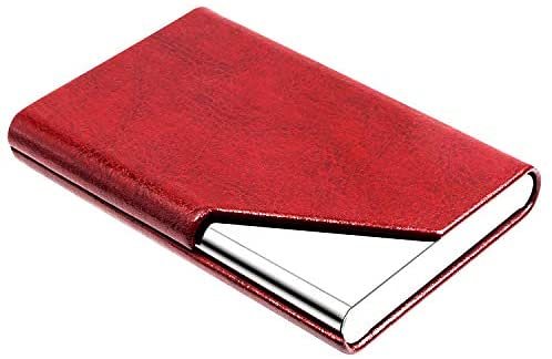 Business Name Card Holder Luxury PU Leather & Stainless Steel Multi Card Case,Business Name Card Holder Wallet Credit Card ID Case/Holder for Men & Women - Keep Your Business Cards Clean (Gray)