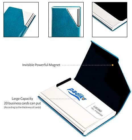 Business Name Card Holder Luxury PU Leather & Stainless Steel Multi Card Case,Business Name Card Holder Wallet Credit Card ID Case/Holder for Men & Women - Keep Your Business Cards Clean (Gray)