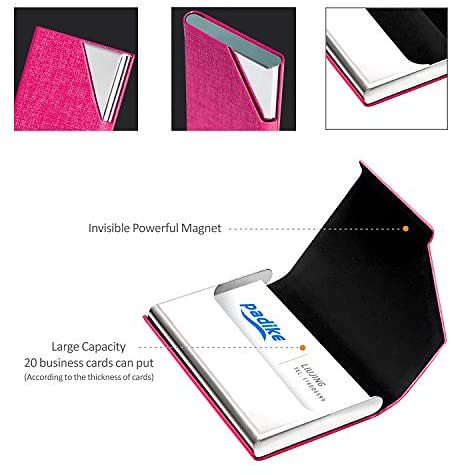 Business Name Card Holder Luxury PU Leather & Stainless Steel Multi Card Case,Business Name Card Holder Wallet Credit Card ID Case/Holder for Men & Women - Keep Your Business Cards Clean (Gray)