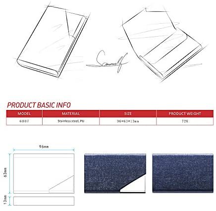 Business Name Card Holder Luxury PU Leather & Stainless Steel Multi Card Case,Business Name Card Holder Wallet Credit Card ID Case/Holder for Men & Women - Keep Your Business Cards Clean (Gray)