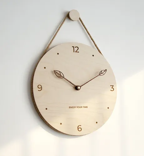 Customizable Minimalist Style Wall Clock Wood Personalized Gifts