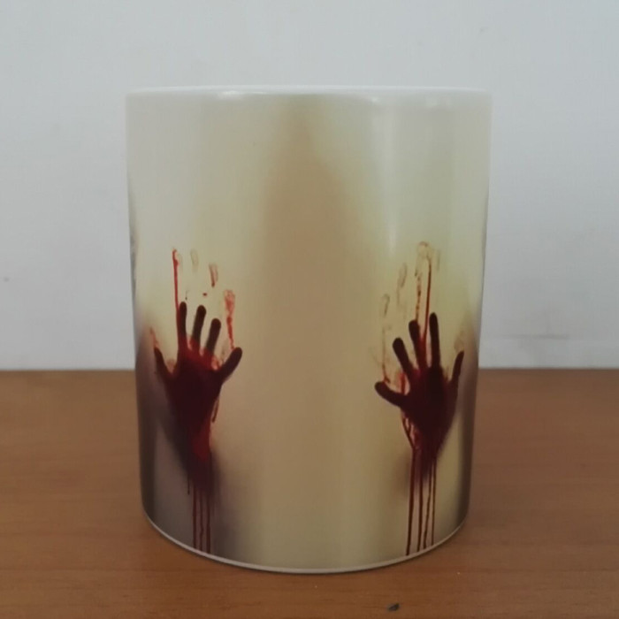 Newest design The walking dead coffee mugs heat Color changing tea cup Magic Mug gift  zombie head double sides printing