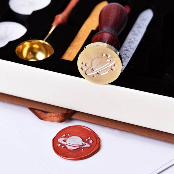 Saturn Wax Seal Stamp Firsthand and Secondhand Account Stamp Stars Sealing Stamp Kit : VEASOON