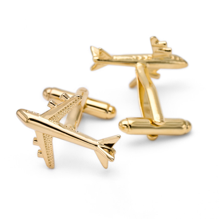Gold Airplane Cufflinks Personalized Cufflinks