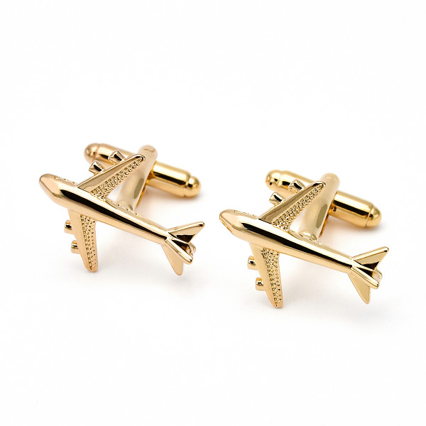 Gold Airplane Cufflinks Personalized Cufflinks