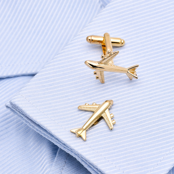 New message】Gold Airplane Cufflinks Personalized Cufflinks