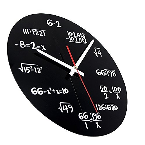 Math Clock, Timelike Unique Wall Clock Modern Design Novelty Maths Equation Clock - Each Hour Marked by a Simple Math Equation (Black)