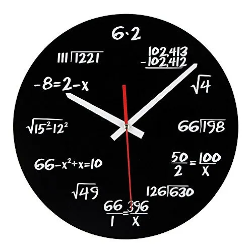 Math Clock, Timelike Unique Wall Clock Modern Design Novelty Maths Equation Clock - Each Hour Marked by a Simple Math Equation (Black)