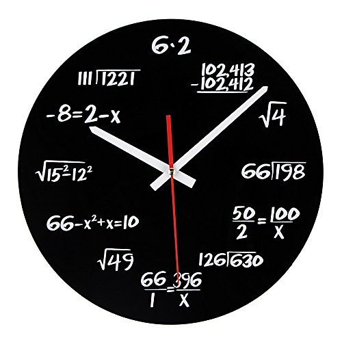 Math Clock, Timelike Unique Wall Clock Modern Design Novelty Maths Equation Clock - Each Hour Marked by a Simple Math Equation (Black)