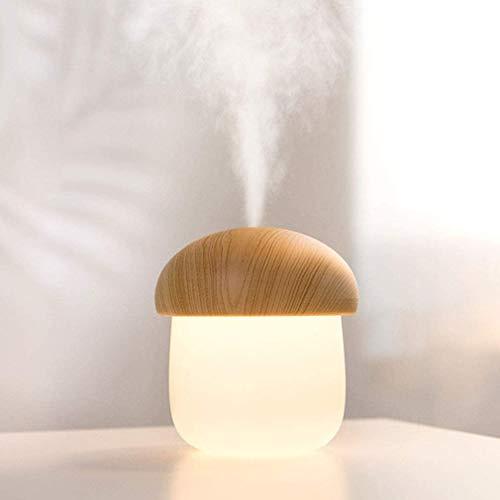 MAQRLT Mushroom Humidifier Aroma Diffuser with Night Light, Auto Shut-Off, Ultrasonic Humidifier with Cool Mist, Light Wood Colour