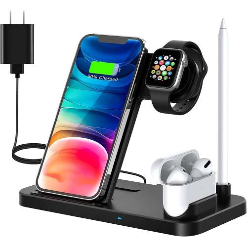 Get your charge on with this space saving 4-in-1 wireless charging station