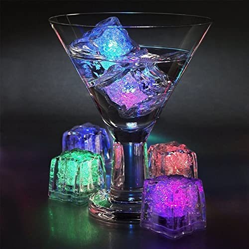 N A Light Up Ice Cubes, LED Fluorescent Block, Reusable Glowing Flashing Ice Cube, Multi-Color Ice Cube Lights for Club Bar Party Wedding Decor, Glow in Water (12Pcs)