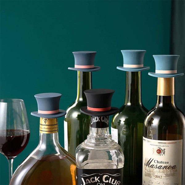 These silicone top hat wine stoppers will keep your wine fresher for longer