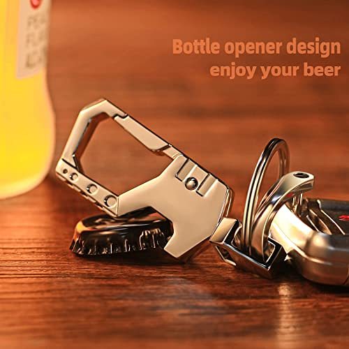 Heavy Duty Keychain Opener with 2 Keyrings Car Keychains, Multifunctional Toolbox for Men and Women Car Keychains