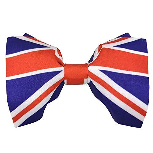 Men‘s 100% Satin Silk Union Flag Oversized Pre-tied Bowtie Handmade Solid Tuxedo Big Bow Ties