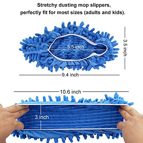 Bontip 4 Pairs (8 Pieces) Unisex Washable Dust Mop Slippers Shoes Microfiber Cleaning House Mop Slippers Multifultional Floor Cleaning Shoes Cover for House Kitchen Office (Free Size)